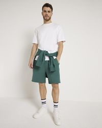 River Island - Green Regular Fit Loopback Shorts - Lyst