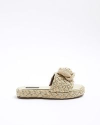 River Island - Crochet Flower Flatform Sandals - Lyst