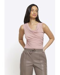 River Island - Pink Cowl Neck Tank Top - Lyst