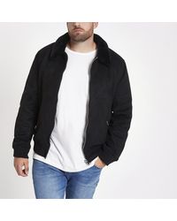 River Island - Big And Tall Faux Suede Borg Jacket - Lyst