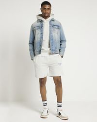 River Island - Grey Regular Fit Graphic Casual Shorts - Lyst