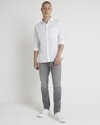River Island - Grey Skinny Fit Jeans - Lyst