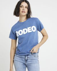 River Island - Blue Rodeo Graphic T-shirt - Lyst