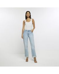 River Island - Mid Rise Straight Relaxed Jeans - Lyst