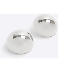 River Island - Silver Ball Stud Earrings - Lyst