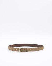 River Island - Stone Faux Leather Suede Belt - Lyst