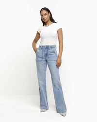 River Island - Blue Relaxed Straight Cargo Jeans - Lyst