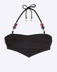 River Island - Black Bandeau Scarf Bikini Top - Lyst
