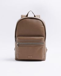 River Island - Brown Faux Leather Rucksack - Lyst