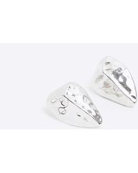 River Island - Silver Textured Stud Earrings - Lyst