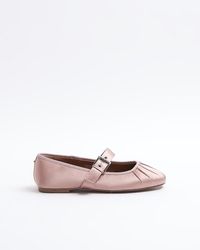River Island - Pink Pleated Mary Jane Ballet Pumps - Lyst