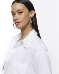 River Island - Floral Collar Long Sleeve Shirt - Lyst