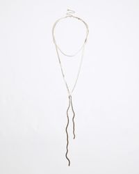 River Island - Rose Gold Sleek Multirow Necklace - Lyst