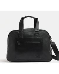 River Island - Black Faux Leather Holdall - Lyst