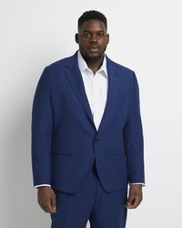 River Island - Big & Tall Blue Slim Fit Twill Suit Jacket - Lyst