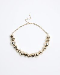 River Island - Gold Chunky Bead Necklace - Lyst