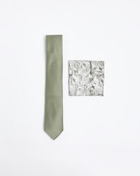 River Island - Green Tie And Hank Set - Lyst