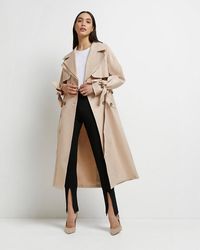 River Island Beige Oversized Trench Coat - Natural