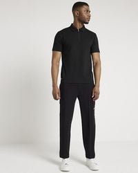 River Island - Half Zip Short Sleeve Polo - Lyst