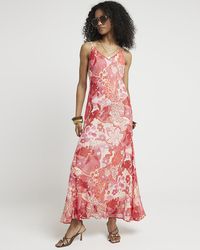 River Island - Cream Floral Slip Maxi Dress - Lyst