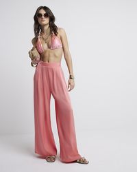 River Island - Coral Palazzo Wide Leg Trousers - Lyst