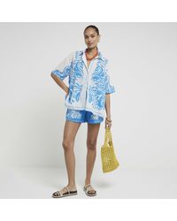 River Island - Blue Abstract Printed Shorts - Lyst