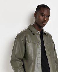 green leather shacket