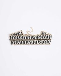 River Island - White Stitched Choker Necklace - Lyst
