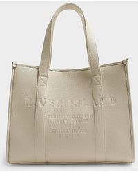 River Island - Cream Faux Leather Embossed Shopper Bag - Lyst