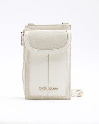 River Island - Cream Canvas Phone Pouch Bag - Lyst