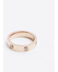 River Island - Rose Gold Stainless Steel Diamante Ring - Lyst