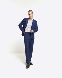 River Island - Blue Slim Fit Suit Pants - Lyst