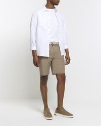 River Island - Belted Chino Shorts - Lyst