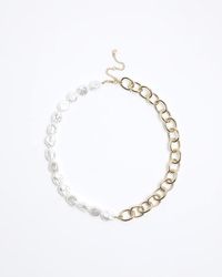 River Island - Pearl Chain Necklace - Lyst