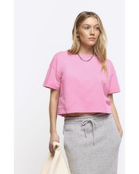 River Island - Petite Pink Boxy T-shirt - Lyst