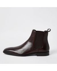 river island leather desert boots in light brown