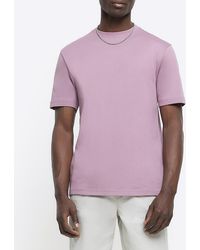 River Island - Pink Ri Studio Slim Fit T-shirt - Lyst