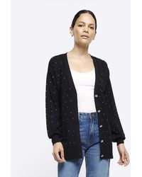 River Island - Knitted Embellished Cardigan - Lyst