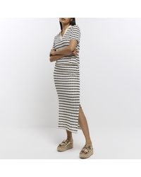 River Island - Cream Stripe Crochet Midi Skirt - Lyst