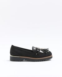 River Island - Black Wide Fit Embossed Loafers - Lyst