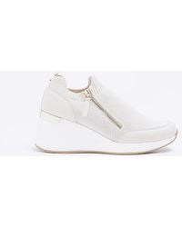 River Island - Slip On Wedge Trainers - Lyst