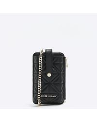 River Island - Black Quilted Phone Holder Bag - Lyst