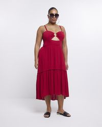 River Island - Plus Red Cut Out Maxi Dress - Lyst