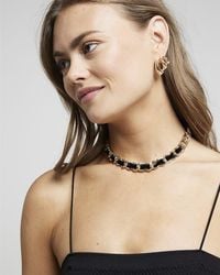 River Island - Black Thread Chain Choker Necklace - Lyst