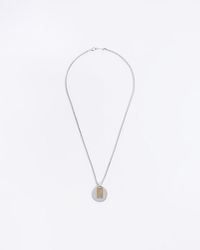 River Island - Silver Colour Tag And Disc Necklace - Lyst