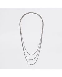 River Island Silver Colour Chain Layered Necklace - Metallic
