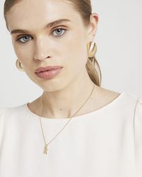 River Island - Plated R Initial Necklace - Lyst