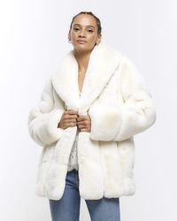River Island Women's Faux Fur Coat - Pink - Fur Coats