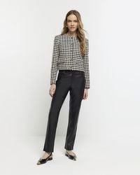 River Island - Black Faux Leather Straight Trousers - Lyst