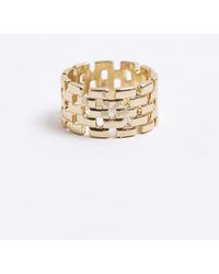 River Island - Gold Colour Textured Ring - Lyst